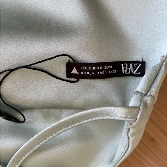 Zara Mint Green Satin Top - Picture 3 of 6
